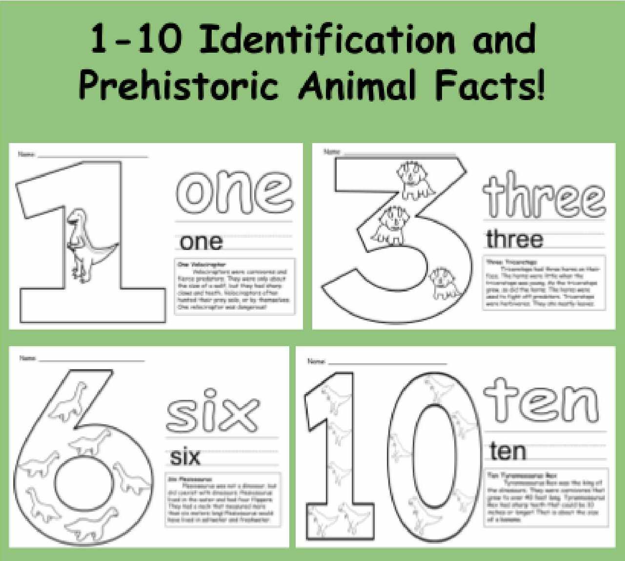 Preview of Dino Identifying Numbers Printable